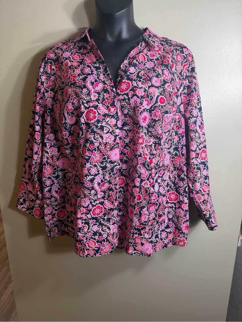 NWT Croft & Barrow 3X Pink Floral Paisley Blouse